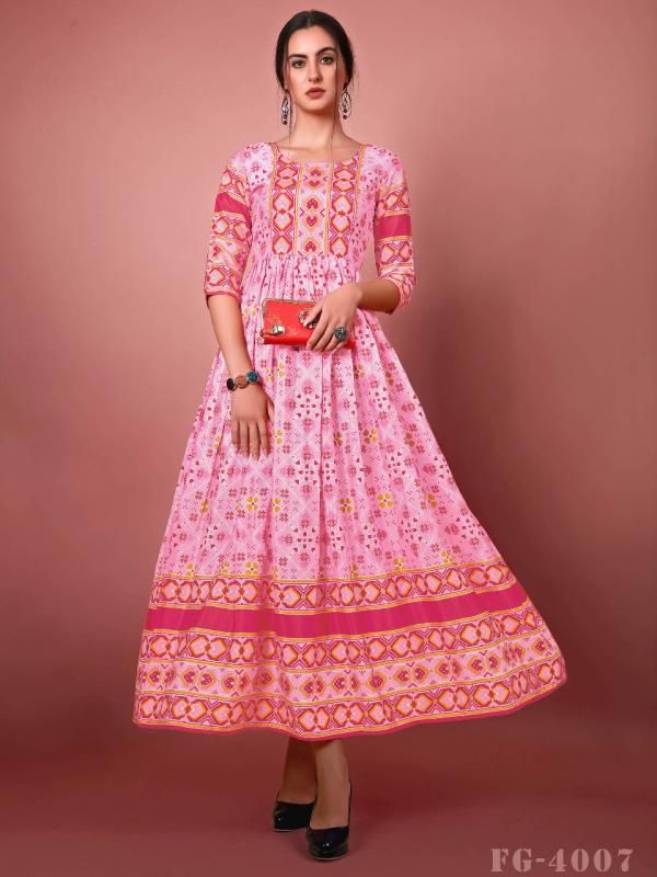 Fg Jennifer 4006 Fancy Chinon Anarkali Long Kurti Collection